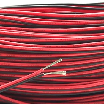 5m 2*22AWG(0.3 mm^) sarkans un melns RVB elektrisko vadu,Uzraudzības pilnvaru kods,pievienojiet LED vadu kabeli,Mīksta alvotas vara stieples kabelis