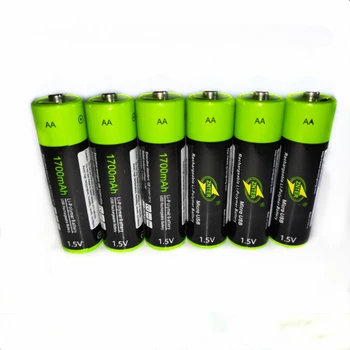 6pcs/daudz Karstā pārdošanas ZNTER AA Uzlādējamas Baterijas 1,5 V AA 1700mAh USB Uzlādes Litija Akumulators Bateria bez Micro USB Kabeļa