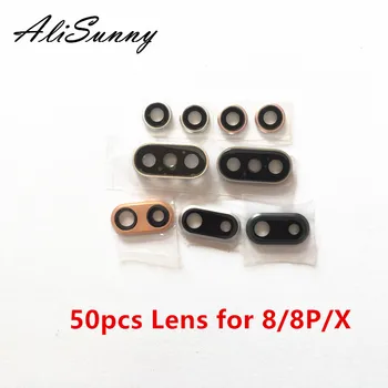 AliSunny 50gab Aizmugurējais Kameras Objektīvs iPhone 8 Plus X XR XS Max XSM Aizmugures Cam Segtu Zvaniķis Rāmis vāciņa blīvi Stikla Len Stiprinājuma Detaļas