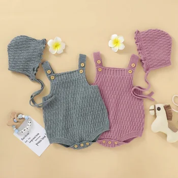 0-24M Baby Romper Ziemas Apģērbu, trikotāžas-Adītas Siltas Romper Ar Cepuri Zīdaiņu Toddler Jumpsuit Jaundzimušo Meitene Zēnu Drēbes 2020