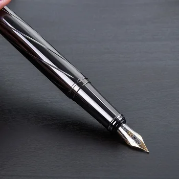 0.5 mm Jaunu Sudraba pārklājumu Fountain Pen Biznesa Dāvanu Komplekts Biroja Ikdienas Paraksts Pen Biroja preces