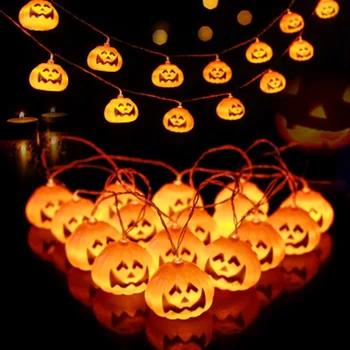 1.5 M Halloween LED String Gaismas Ķirbju Šausmu Galvaskausa Spider Gaismas Spoku Festivāls Rotājumu Puse Akumulatora dekors Gaismas Karstā Pārdot