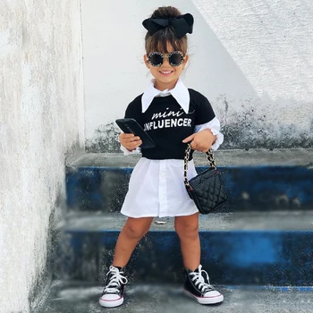1-5T Zīdainis, Mazulis Baby Girl Apģērbu komplekts Kultūraugu Top un Kleitu, kopa Elegants Modes Gudrs Streetwear Rudens Apģērbs