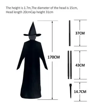 1.7 m Gaismas-Līdz Raganas ar Stabiem Halloween Rotājumi, Āra Turot Rokās Kliedz Raganas Skaņas Aktivizēts Sensors Dekori