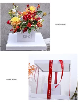 1 gab. kvadrātveida puķu kastes caurspīdīga PVC zieds organizēšana lodziņā cepšanas dekoratīvās Kāzu kūka & Saderināšanās Mīļotājiem Valentīna Diena