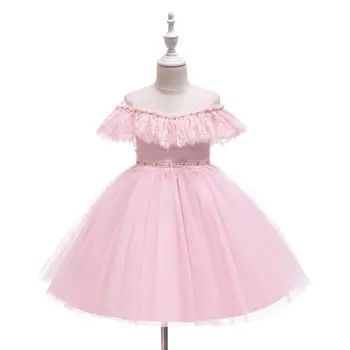 1 Gadu Dzimšanas dienas Kleita Mežģīņu Baby Meiteņu Drēbes Rozā Bērni Puse Princese Kleitas Bērnu Meitene Savirmot Drēbes Bumbu Tērpu 1-6T