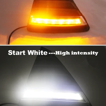 1 Pāris Auto stils Pagrieziena Signāla Dzeltens Auto, LED dienas gaitas lukturi Dienas Gaitas Gaismas, nomainīt Miglas Luktura Rāmis Ford Focus 3 MK3 2012~