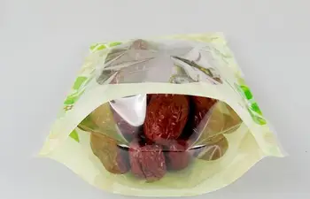 10*15cm Iespiests zaļš piecelties maisiņš ziplock soma ar logu Rāvējslēdzēju Ziplock Pārtikas Uzglabāšanas Iepakojuma Soma