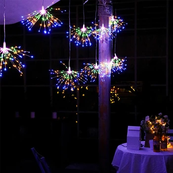 100/200 Festivāls Karājas Starburst String Gaismas DIY Uguņošanas Vara Pasaku Vainags Ziemassvētku apgaismojums āra Gaismas Mirgošana