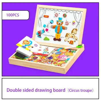 100+Gab. Koka Daudzfunkciju Bērniem, Dzīvnieku Puzzle Rakstot Magnētisko Zīmēšanas Tāfeles Tāfeles Mācību Izglītības Rotaļlietas Bērniem