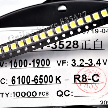10000PCS/DAUDZ 1210 baltās 3528 SMD LED spilgti baltās gaismas diodes 1600-1900mcd