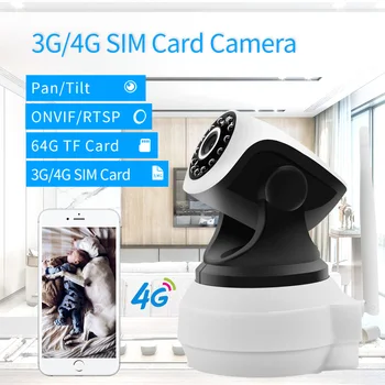 1080P 720P HD 3G 4G SIM Kartes IP Kameras Bezvadu Cam PTZ Pan Tilt Video Kameras GSM P2P Tīkla Bezvadu Wifi Home Security Kustības