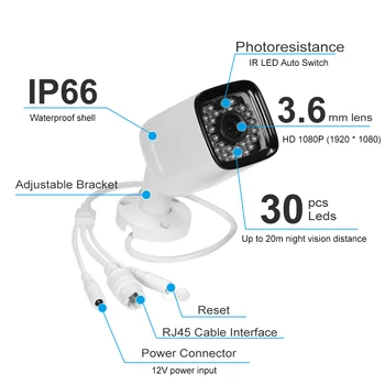 1080P HD Bullet Bezvadu WIFI IP Kameras Ūdensnecaurlaidīgu 2.0 MP IP Kameras WIFI Nakts Redzamības CCTV Mājas Apsardze, Drošība