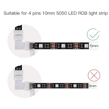10mm 4 Pin L Formas Led Rgb Savienotājs Savieno Stūri Labajā Leņķī 10mm 5050 2835/3528 RGB LED Strip Gaismas