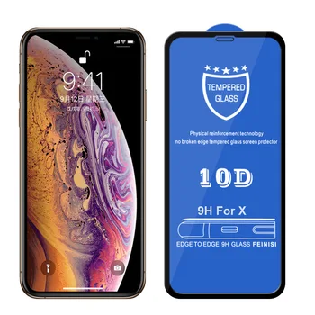 10Pcs 10D Rūdīts Stikls iPhone 12 11 Pro Max XS Max XR X 8 Plus 7 6 6S SE 