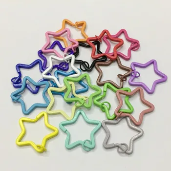 10Pcs/ 35mm Krāsains zvaigžņu Metāla Atslēgu Unisex Keyring Keychain Keyfob DIY Piederumi