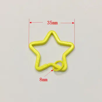 10Pcs/ 35mm Krāsains zvaigžņu Metāla Atslēgu Unisex Keyring Keychain Keyfob DIY Piederumi