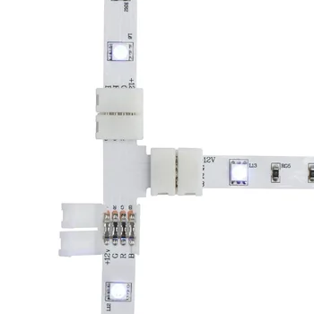 10pcs 4Pin L T + Formas LED Slokšņu Savienotājs 8mm 10mm Solderless Stūra Savienotājs, kas Nav ūdensizturīgs 2835 5050 RGB LED Lentes