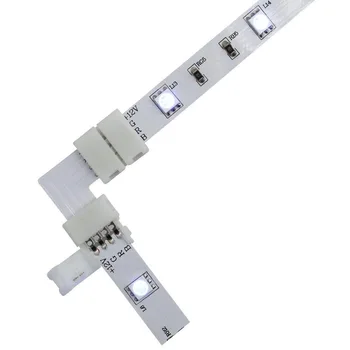 10pcs 4Pin L T + Formas LED Slokšņu Savienotājs 8mm 10mm Solderless Stūra Savienotājs, kas Nav ūdensizturīgs 2835 5050 RGB LED Lentes