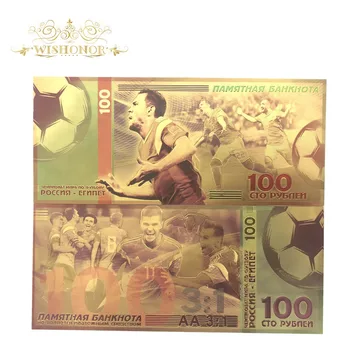 10pcs/daudz Karstā Pārdošanas Krāsu Krievijas Banknotes Pasaules Kausa Uzstādīt Banknotes 100 Rubļu Banknotes 24k Zelta Papīra Naudas Kolekcija