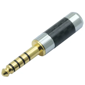 10PCS Oglekļa Šķiedras Zeltu pārklāta Ligzda 4.4 mm 5pole Audio Spraudni Tīra Vara Savienotāju ar 6mm Stiepli caurums