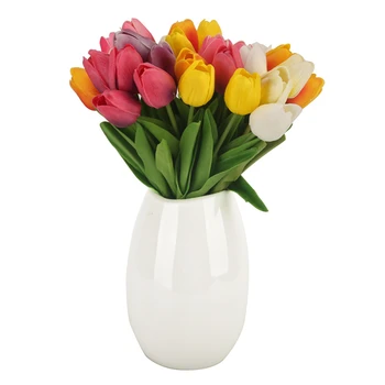 10pcs Tulip Mākslīgo Ziedu Nekustamā Touch Ziedu Pušķi, Viltus Līgavas Ziedu Pušķis Mājas Dekorēšana Kāzām Valentīna Dienā
