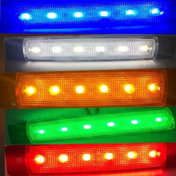 10x 24v 6 LED Sānu Gabarītlukturi Rādītāji, Gaismas Lampas Auto, Kravas automašīna, Piekabe Kravas Dzintara Sarkana Zila Balta Zaļa Clearence Autobusu