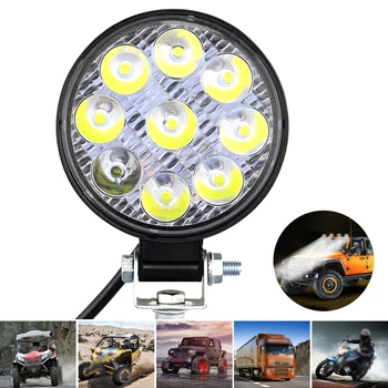 10X Kārta 27W 9-LED Auto Lukturi 12V 24V Darba Gaisma, lai bezceļu Plūdu Vietas Lampas Ūdensizturīgs Darba Apgaismojums Auto Accessorie