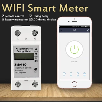 110-250V WiFi Smart Metering Enerģijas Skaitītājs Tuya/smart Dzīves APP Din Sliedes vienfāzes Smart WIFI Skaitītāju Maiņa