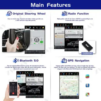 128GB Tesla Ekrāna Lexus ES ES240 ES350 2006-2011 2012. gada Android 9.0 Auto Multimedia Player BT GPS Navigācija, Radio, Stereo Vienība