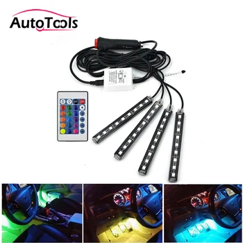 12v Auto LED lentes RGB SMD gaismas interjera paņēmiens/grīdas apdare ar Gaismas RGB kontrolieris auto stils