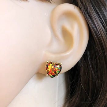 14 Krāsas Mazo Mīlestības Sirds Spoža Auskariem Modes Vizuļi Opal Earings Zelta Krāsā Gudrs Zīmola Rotaslietas Sievietes