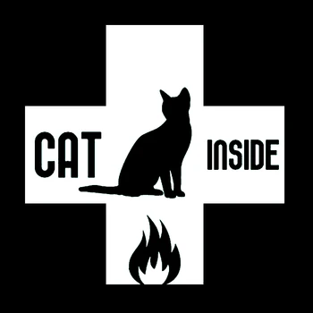 15*15cm Kaķis Iekšā Uguns Ārkārtas Decal Uzlīmes, Uzlīmes, Gudrs Un Interesants Modes Uzlīmes Uzlīmes