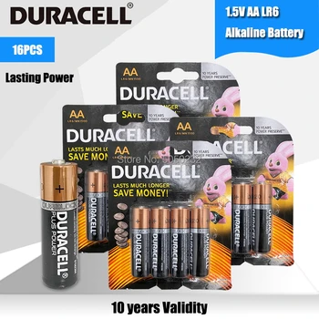 16PCS Sākotnējā DURACELL 1,5 V AA Sārma Baterijas LR6 Elektriskā zobu suka Rotaļlietas Lukturīti Peli pulkstenis Sausā Primārās Baterijas