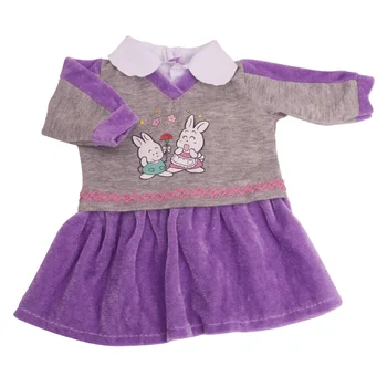 18 collu Meitenēm leļļu apģērbs Cute maz violeta truša kostīms svārki Amerikāņu jauno dzimis kleitu Bērnu rotaļlietas fit 43 cm bērnu lelles c796