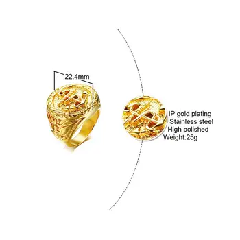 18k zelta krāsa titāna, nerūsējošā tērauda enkura gredzeni vīriešu modes atdzist rotaslietas bijoux piederumi puse dāvanas izmēri 7,8-13