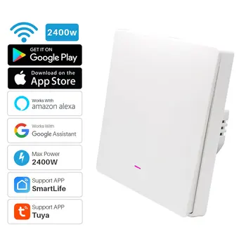 1Gang Tuya Smart Switch WiFi Plīša Slēdzis, AC 100-240V 2400W 