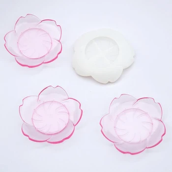 1GB caurspīdīga silikona veidnē ziedu, puķu trauku plāksnes pelējuma DIY Sakura uzglabāšanas plāksnes Pelējuma dekoratīvās kristāla epoksīda silikona veidnes