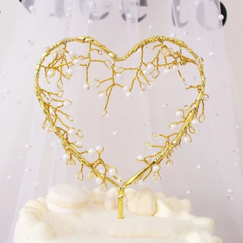1GB Cupcake Kūka Topper Kartes Ievietošana Modes Pērle Mīlestības Sirds Kūka Apdare Par Mājas Kāzas Laimīgs Grupa Krājumi