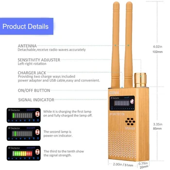 1MHz-8GHz Dual Antenu Anti-telefona sarunu noklausīšanos GSM Audio Kļūdu Meklētājs GPS Signālu Detektoru, RF Tracker Radio Frekvenču Detektoru