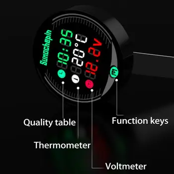 1pc Motociklu pārveidots Ūdens Temperatūras Mērītājs Laiks Voltmetrs 12V hronometrus, hronogrāfus, rokas, USB Mobilo Telefonu Uzlāde 5-in-1
