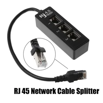 1pc RJ45 1 līdz 3 Ligzda Ethernet Tīkla LAN Kabeļu Sadalītājs Pagarināt Adapteris Savienotājs