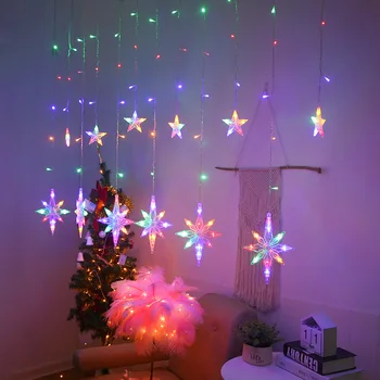 2.5 M LED North Star Aizkaru Gaismas 220V ES Ziemassvētku Vainags String Pasaku Gaismas Āra pa Logu, Kāzu svinības, jaungada Dekori