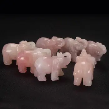 2 collu grieztie rožu kvarca zilonis dzīvnieku laimīgs statuetes Feng Shui Reiki dekori