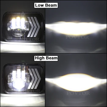 2 gab 55W Laukumā 7x6 5x7 Collu LED Lukturi par -Džipa Wrangler YJ Cherokee XJ -Toyota -GMC Kravas automašīnas H6054 H5054 H6054LL
