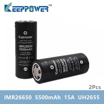 2 gab KeepPower IMR 26650 akumulatora IMR26650 5500mAh 15A gāzizlādes 3.7 v litija akumulators piliens kuģniecības Sākotnējā batteria
