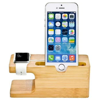 2 in 1 Bambusa Koka galda Statīvu iPhone iPad Planšetdatoru Tālrunis Statīva Turētājs, Lādētājs Uzlādēšanas Doka Staciju Apple Skatīties
