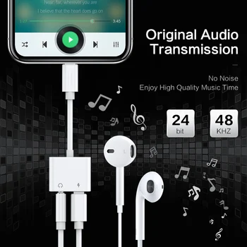 2 in 1 Jack austiņu Tālruņa Adapteri iPhone 11 Pro 6s 6 7 8 Plus XS Max XR austiņu Adapteri Audio Maksas Sadalītājs Konvertētājs