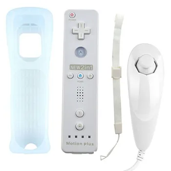 2 In 1 Wii Bezvadu Controle Built In Motion Plus Tālvadības Pults + Nunchuck Nintendo Wii Bluetooth Gamepad Kursorsviru