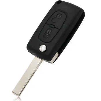 2 Pogu pilnu Pilnu Flip Tālvadības Smart Key Peugeot 307 433MHZ ID46 Čipu 0536 Modeļi līdz 20110416 HU83 Groove Asmens ar